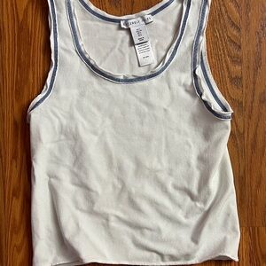Sincerely Jules White Tank Top with Blue Edging